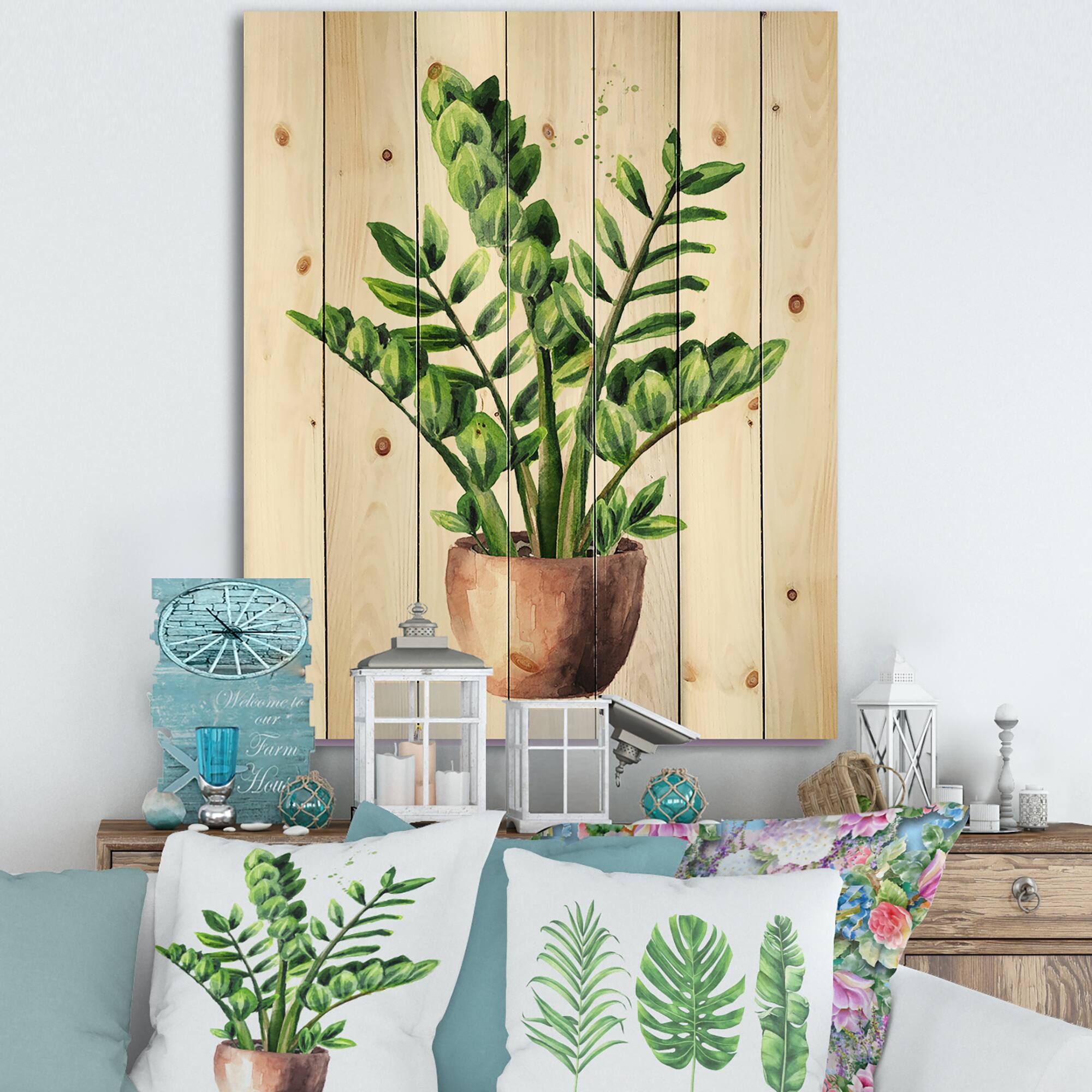 Designart - Zamioculcas Tropical Plant With Green Leaves